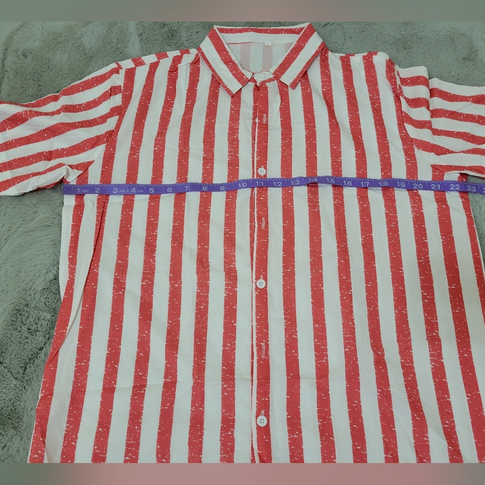 Nwot Mens Red And White Striped Buttondown Top - Picture 6 of 7
